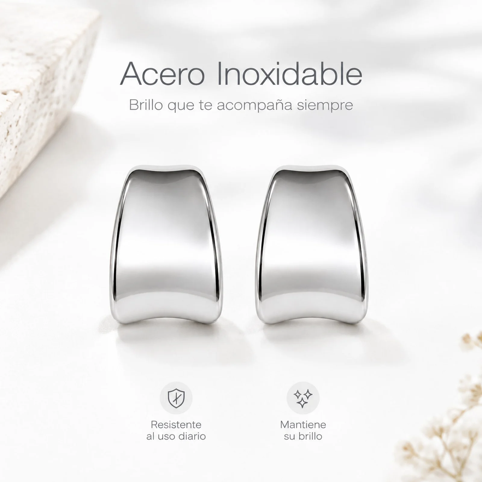 Pendiente Acero Inoxidable color Plateado