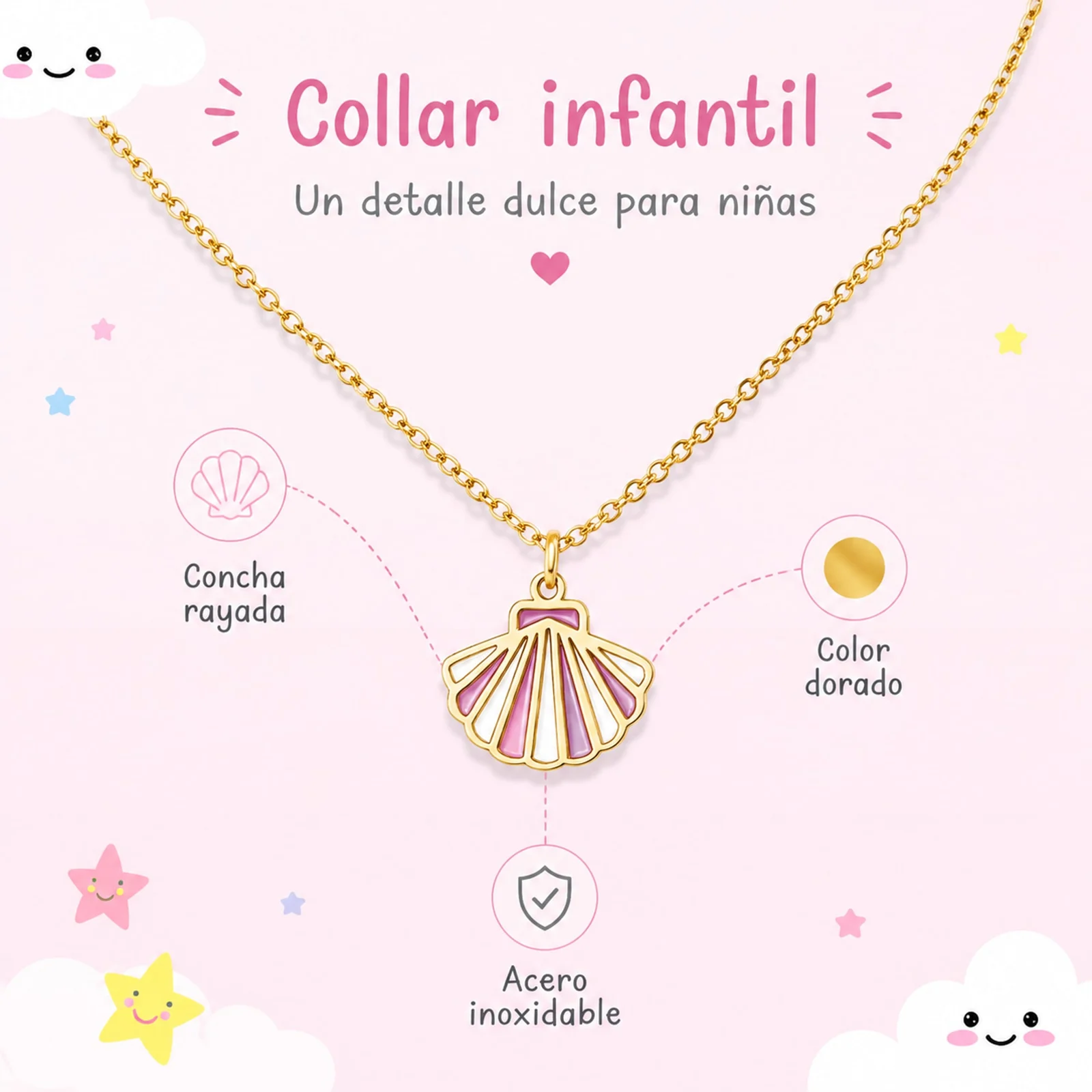 COLLAR NIÑA ACERO COLOR DORADO