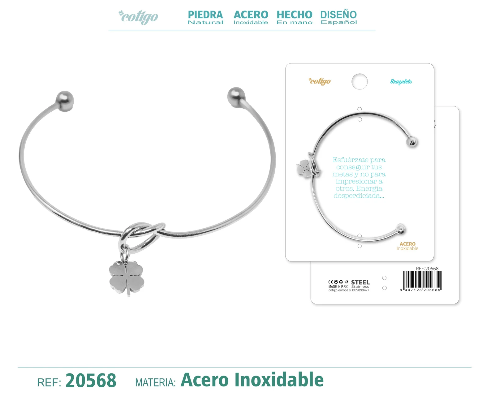 BRAZALETE ACERO COLOR PLATEADO