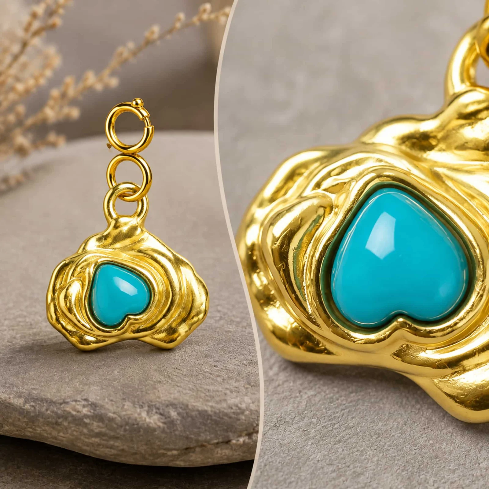 CHARM ACERO DORADO CHAPADO ORO 14 K-CON CIERRE