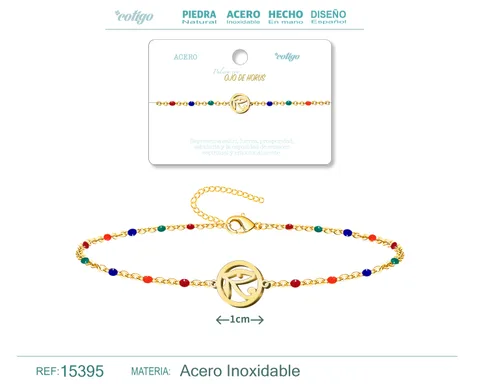 PULSERA ACERO MULTICOLOR CON OJO DE TURCO