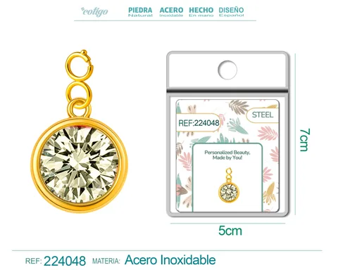 CHARM ACERO DORADO CON PIEDRA NACIMIENTO DE AGOSTO-CON CIERRE