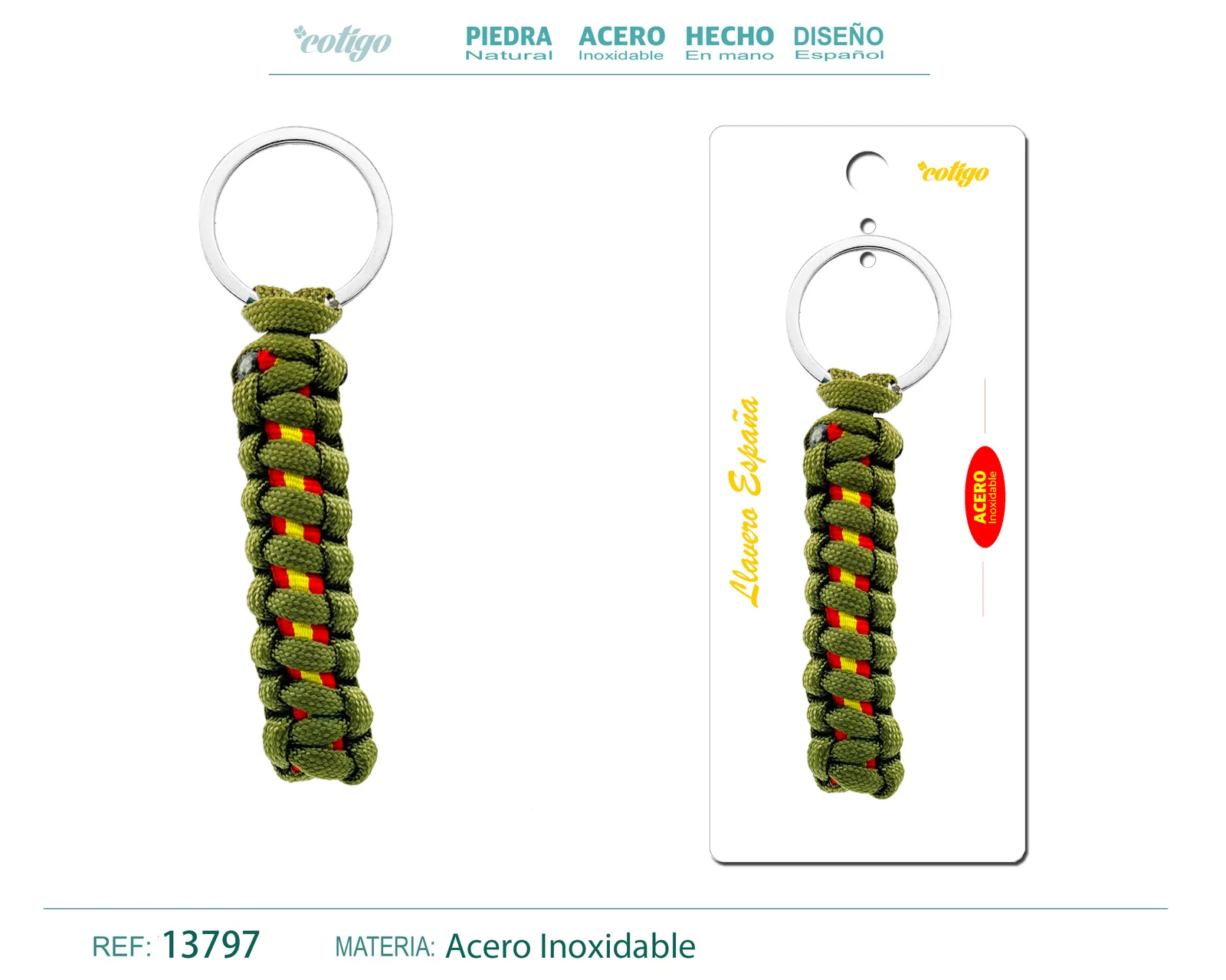 LLAVERO CUERDA CON ARO ACERO