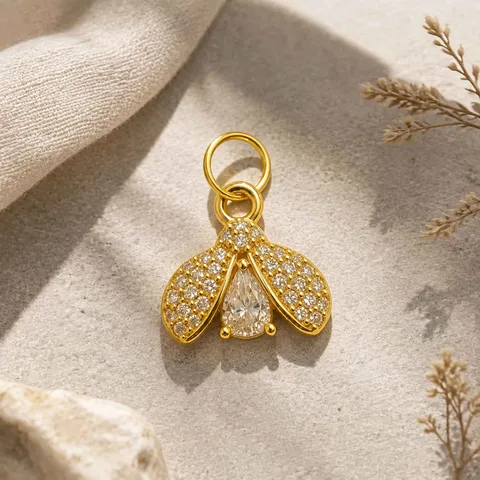 CHARM DE COBRE CHAPADO ORO 14K CON CIRCONITA