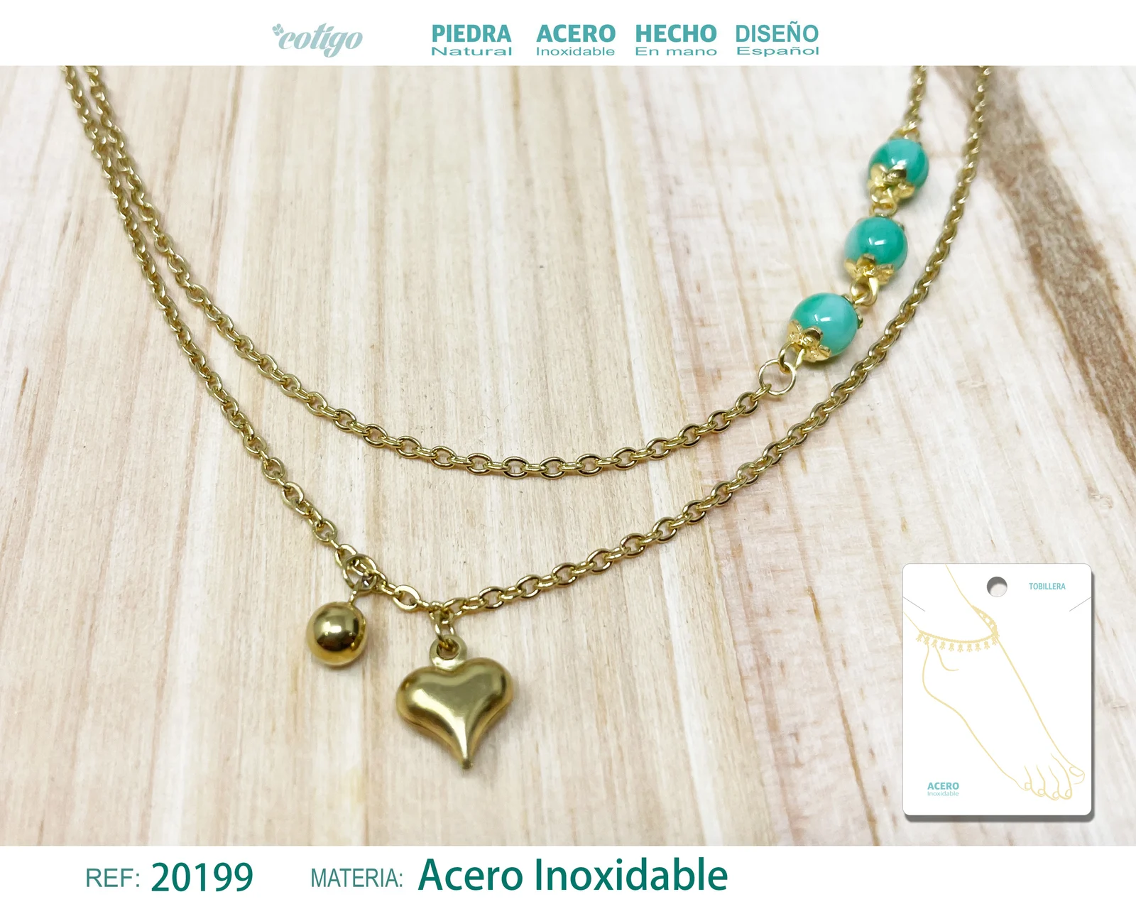 TOBILLERA ACERO COLOR DORADO