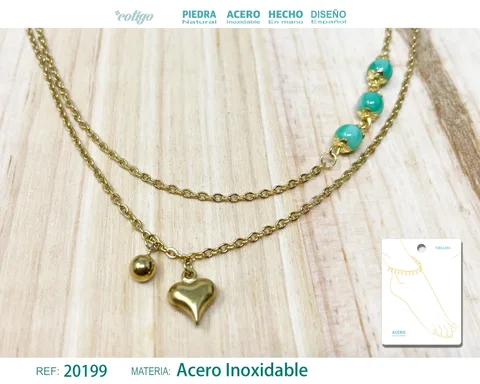 TOBILLERA ACERO COLOR DORADO