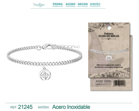 PULSERA NUDO BRUJA ACERO PLATEADO