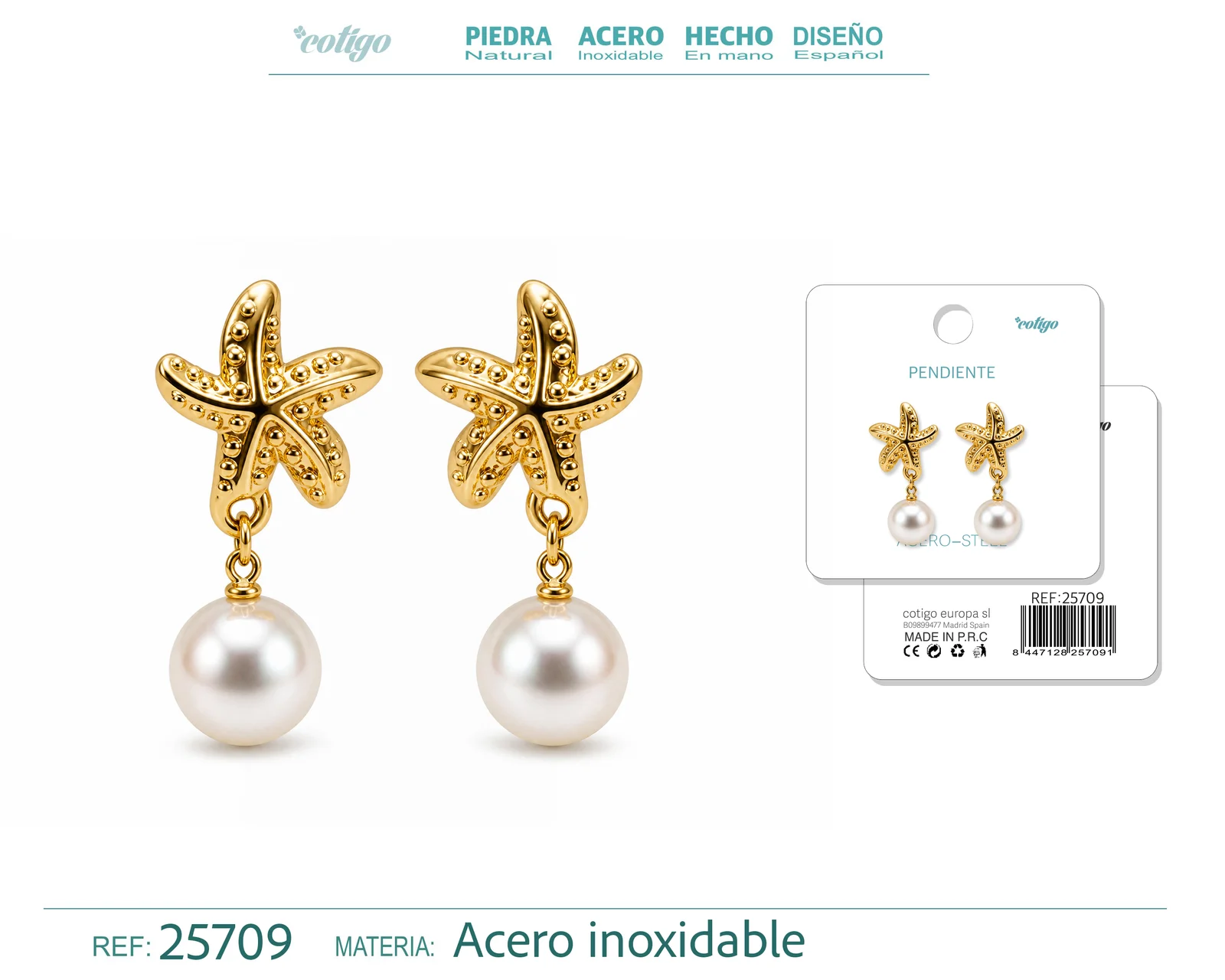 Pendiente Acero Inoxidable color Dorado