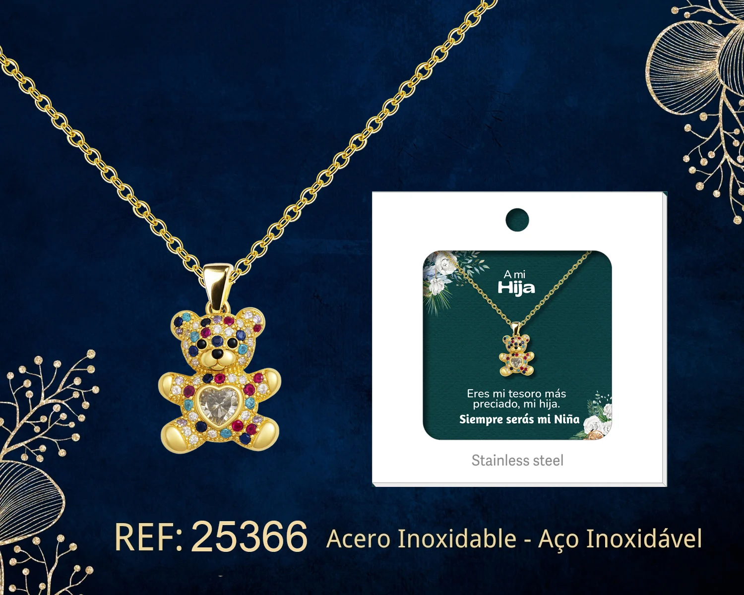 COLLAR ACERO CON CIRCONITA PARA REGALAR A  HIJA
