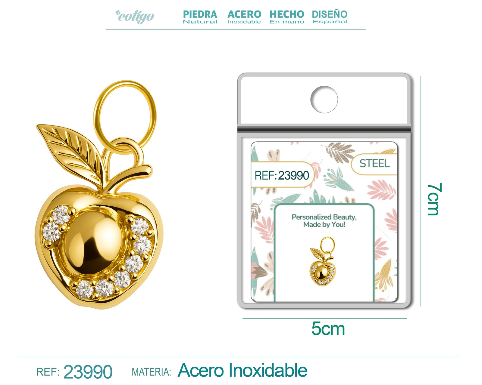 CHARM DE COBRE CHAPADO ORO 14K CON CIRCONITA