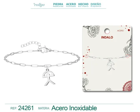 PULSERA CON INDALO ACERO PLATEADO
