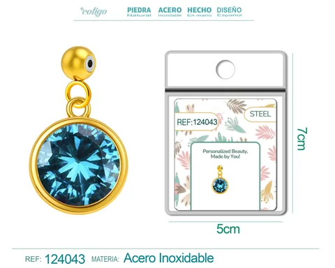 CHARM ACERO DORADO CON PIEDRA NACIMIENTO DE MARZO-CON BOLA DE GOMA