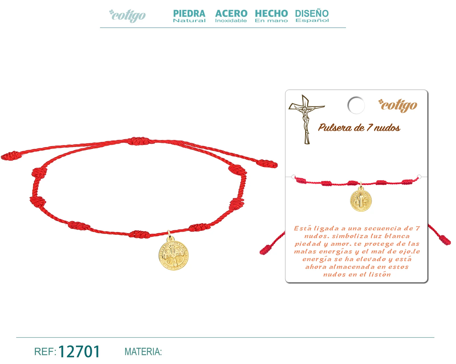 PULSERA 7 NUDOS SAN BENITO COLOR DORADO