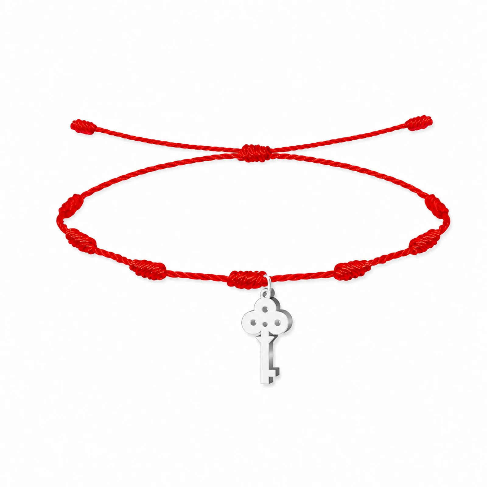PULSERA 7 NUDOS CON LLAVE COLOR PLATEADO