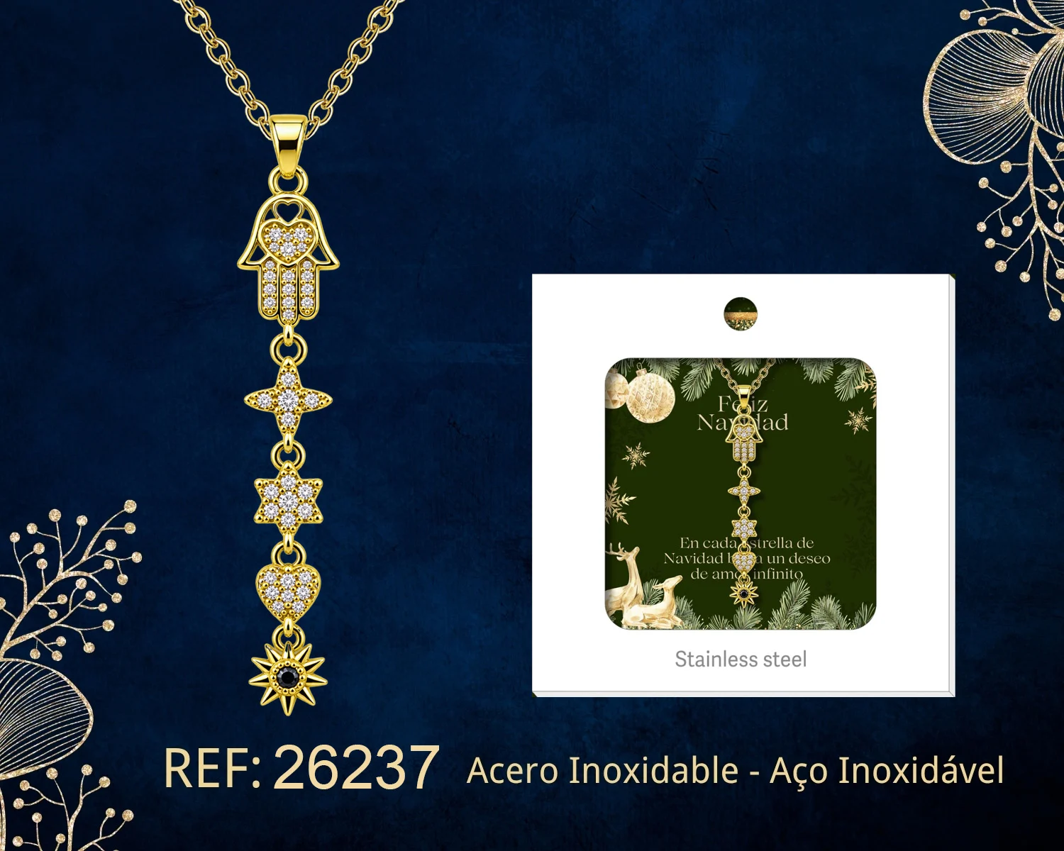 COLGANTE CHAPADA ORO 14K CON CIRCONITA PARA NAVIDAD