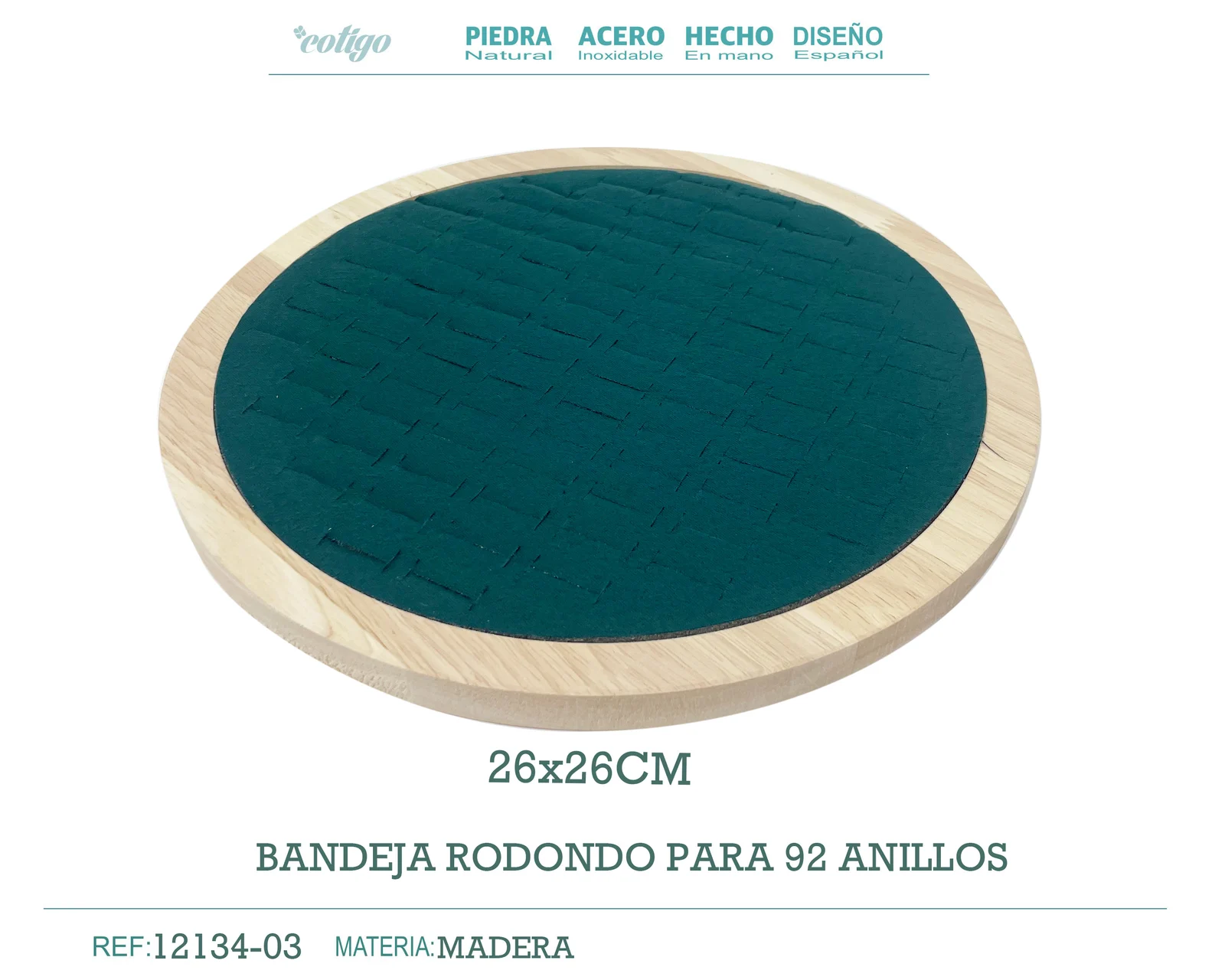 Bandeja de Madera 26x26cm Para 92 Anillos