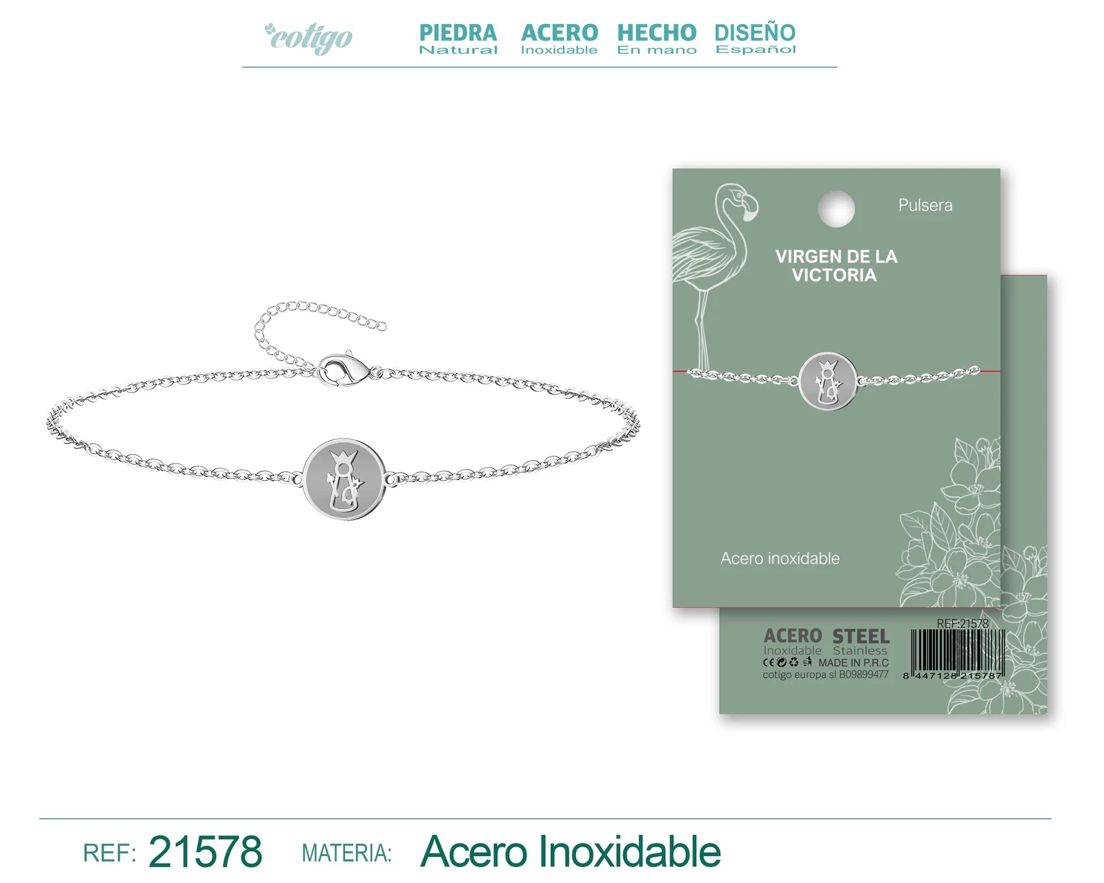 PULSERA VIRGEN DE LA VICTORIA ACERO PLATEADO