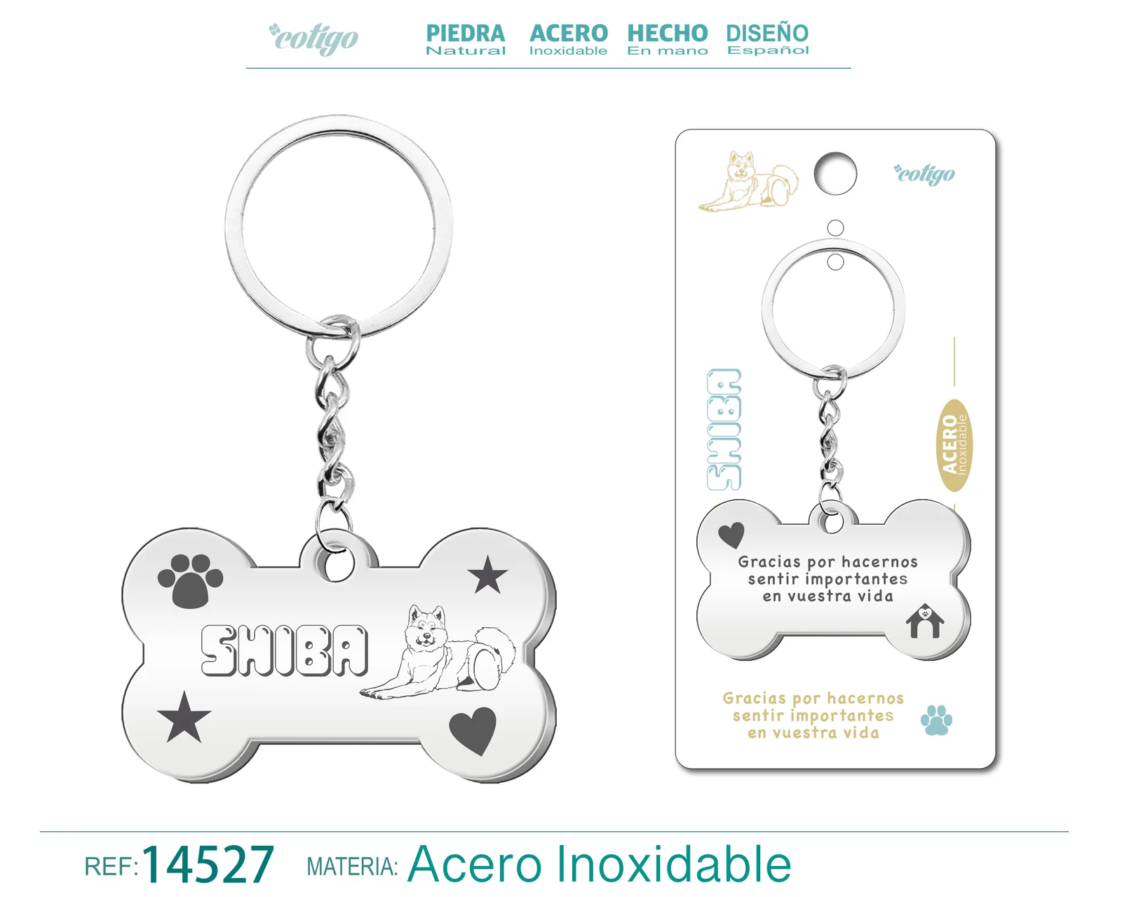 LLAVERO ACERO DE PERRO SHIBA