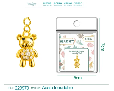 CHARM DE COBRE CHAPADO A ORO 14K CON CIRCONITA-CON CIERRE