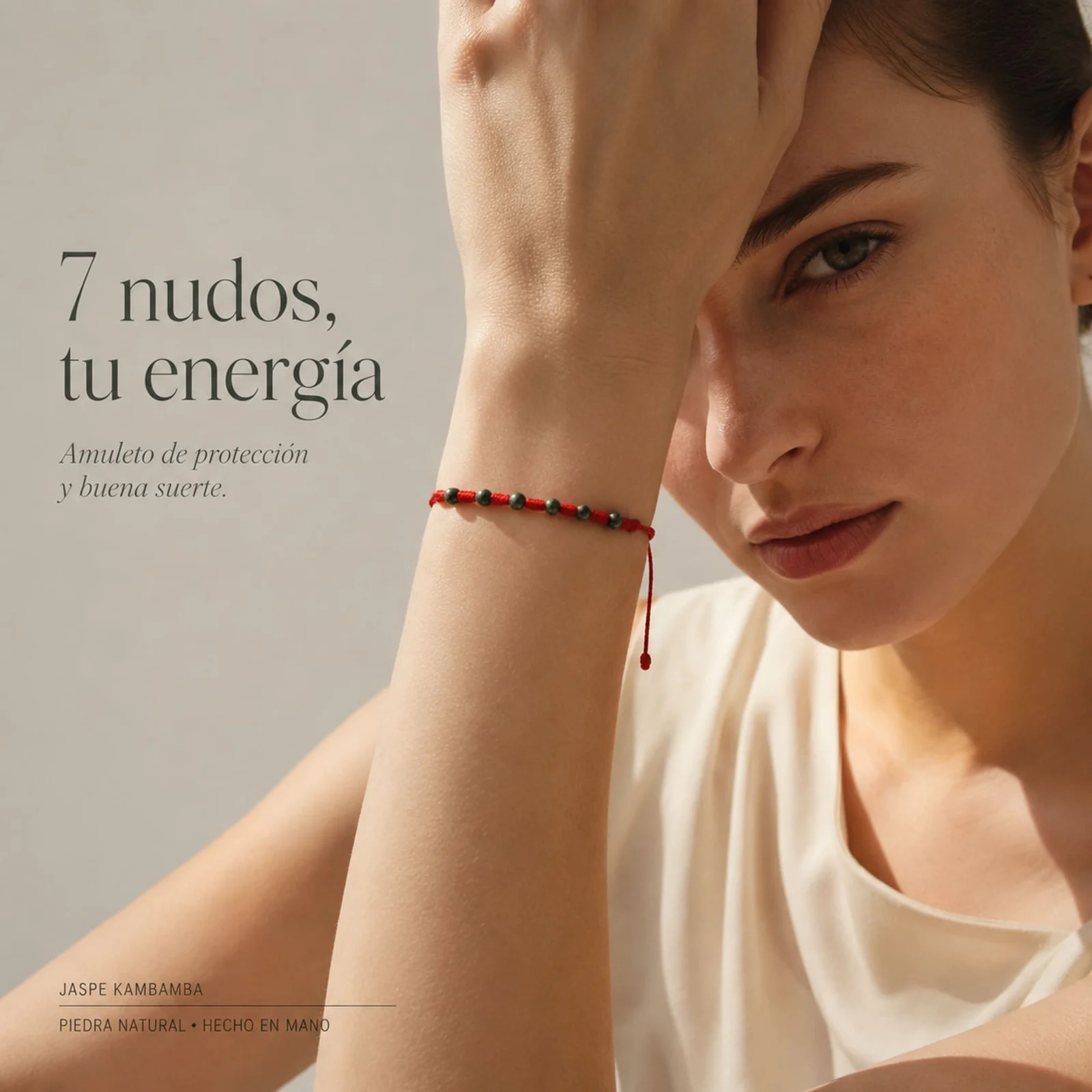 PULSERA 7 NUDOS CON  JASPE KAMBAMBA 4MM
