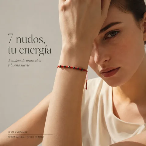 PULSERA 7 NUDOS CON  JASPE KAMBAMBA 4MM