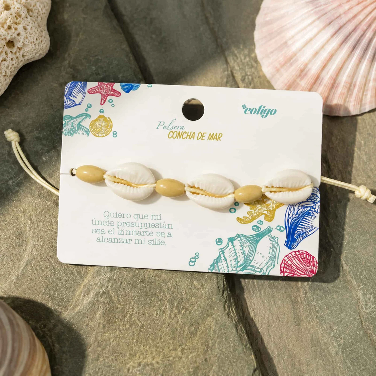 PULSERA HILO ENCERADO DE CONCHA