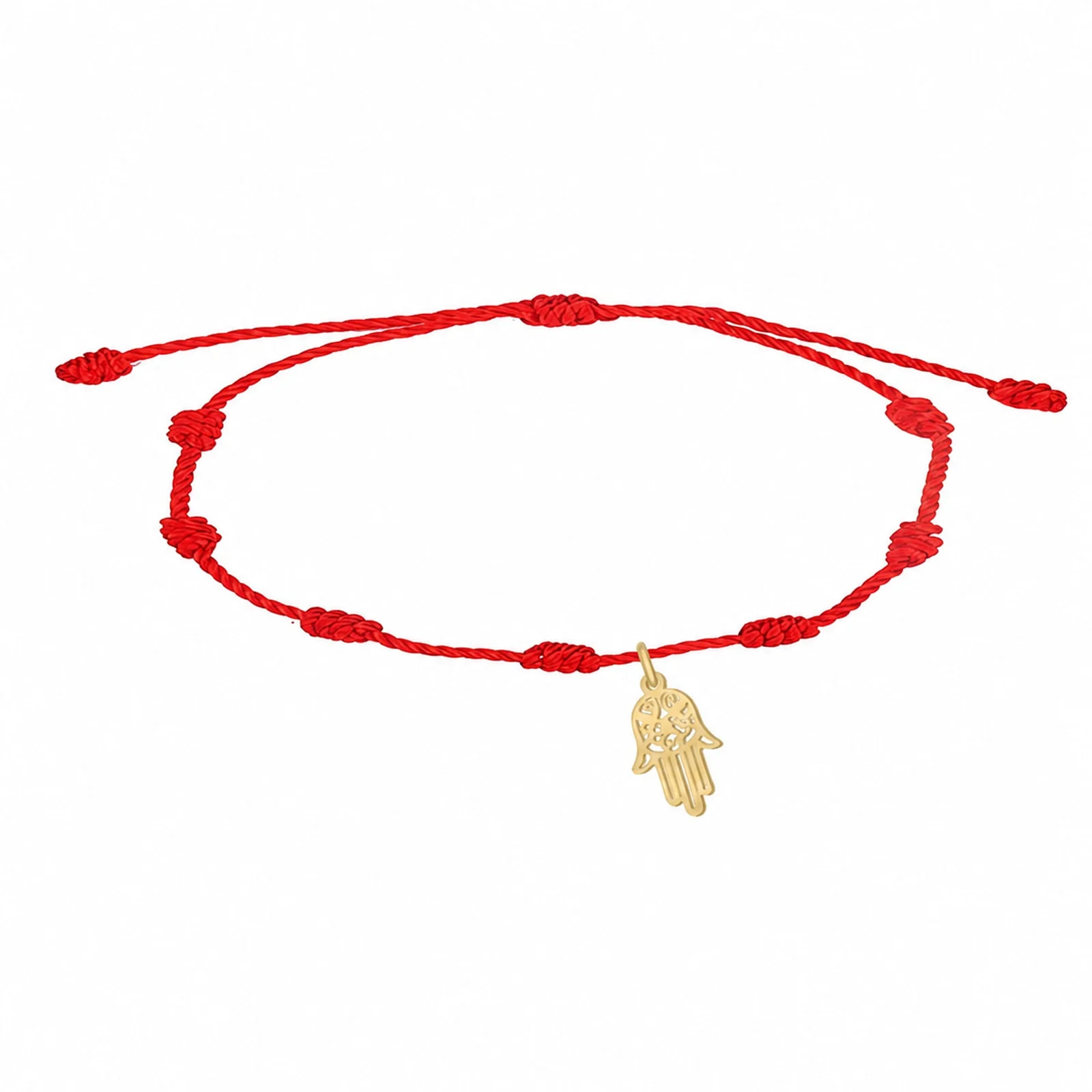 PULSERA 7 NUDOS CON MANO DE FÁTIMA ACERO DORADO
