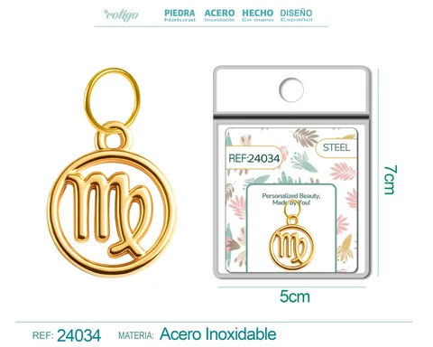 CHARM DE ZODÍACO VIRGEM ACERO COLOR DORADO