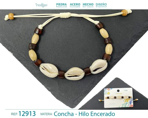 PULSERA HILO ENCERADO DE CONCHA