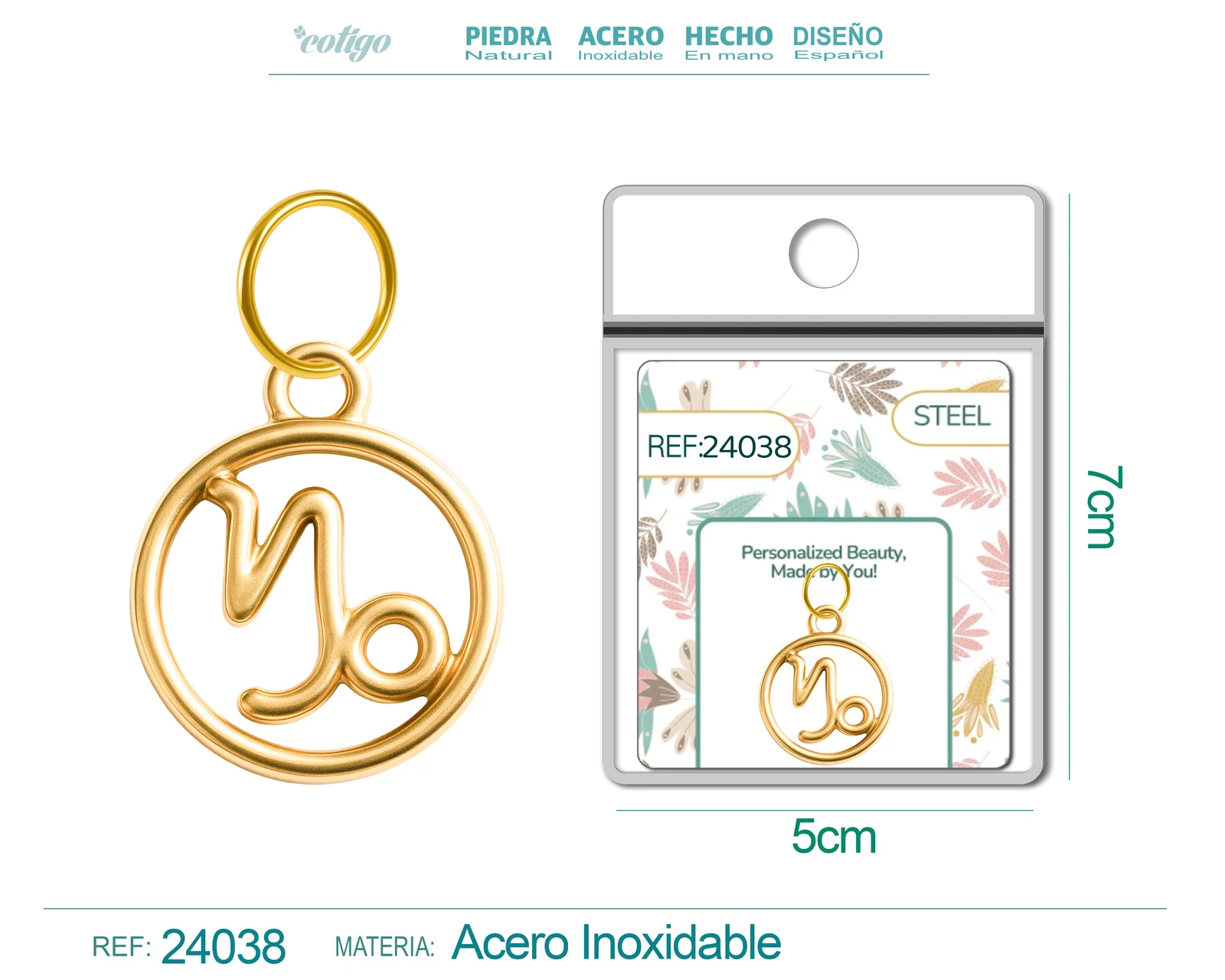 CHARM DE ZODÍACO CAPRICÓRNIO ACERO COLOR DORADO