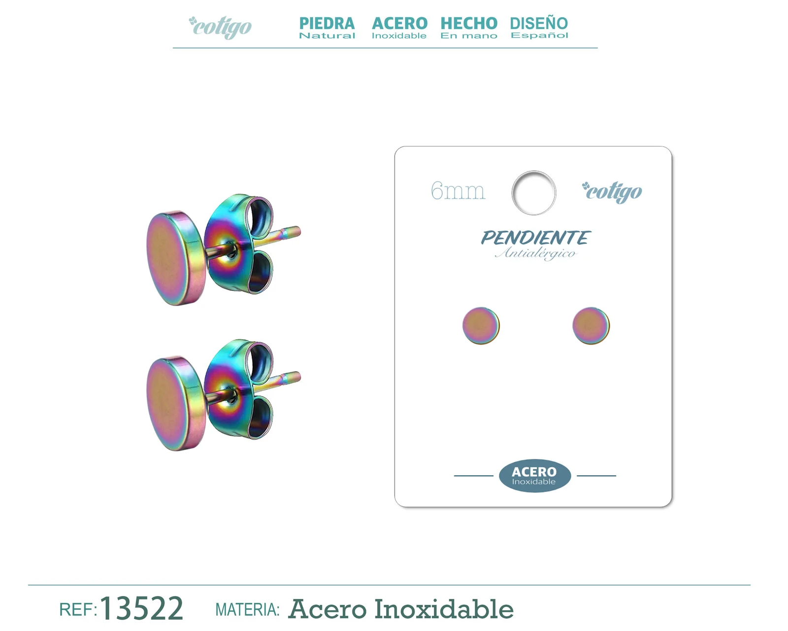 PENDIENTE ACERO MULTI COLOR