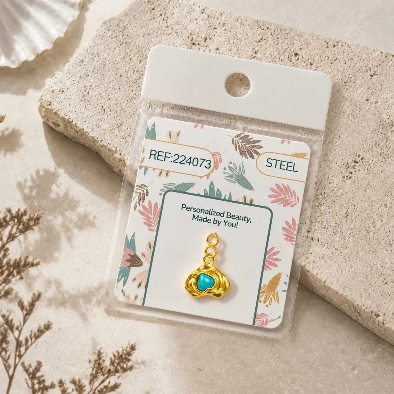 CHARM ACERO DORADO CHAPADO ORO 14 K-CON CIERRE