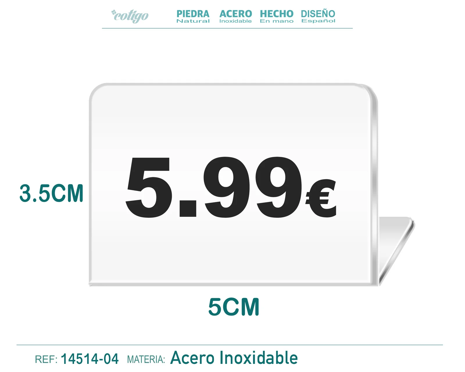 Placa Acero 3.5x5cm-5.99