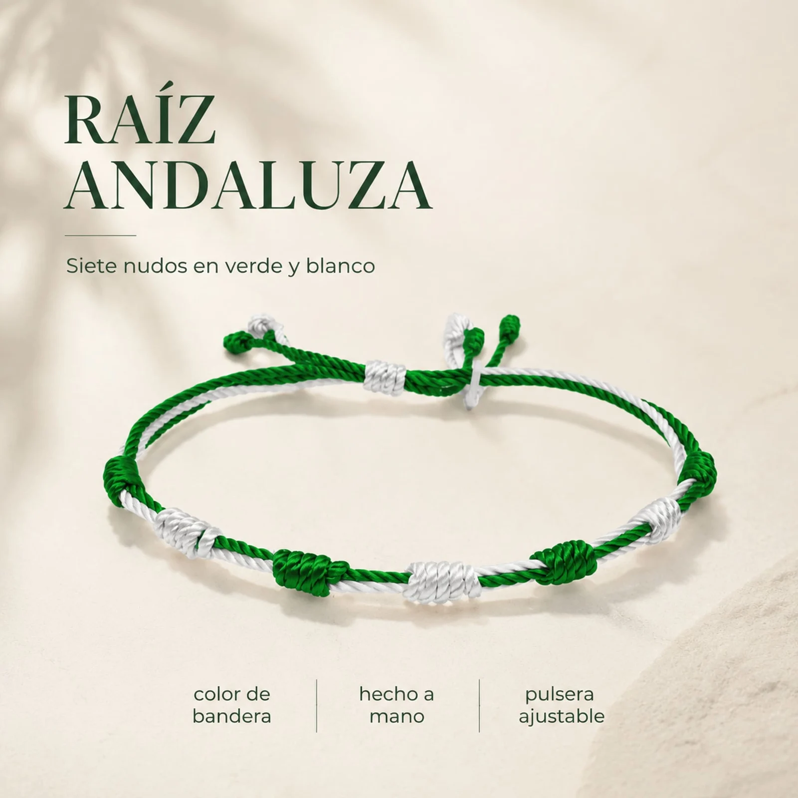 PULSERA 7 NUDOS DE BANDERA DE  ANDALUCÍA