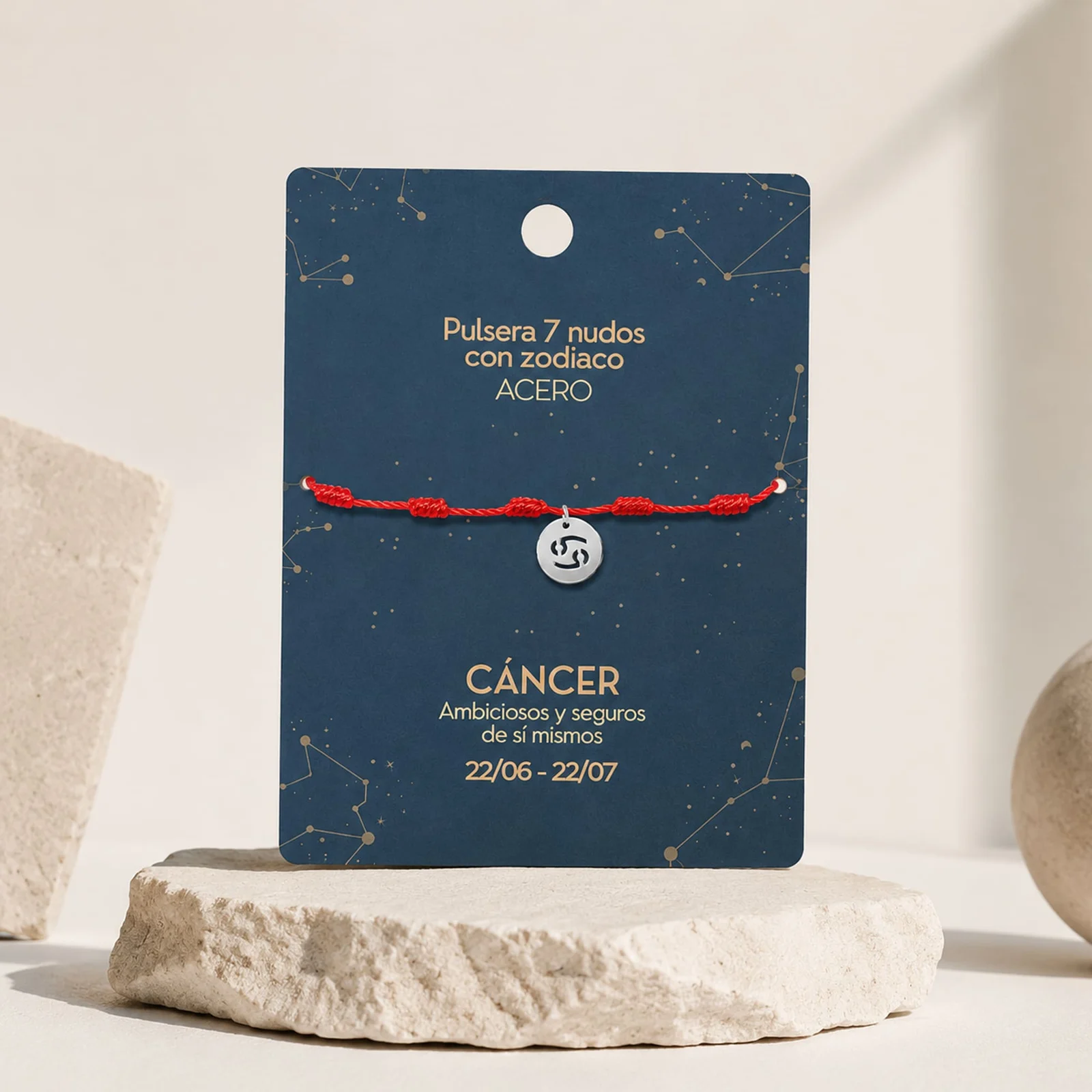 PULSERA 7 NUDOS CON CÁNCER ACERO. COLOR PLATEADO