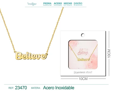 COLLAR INGLES PARA BELIEVE ACERO CON SOBRE