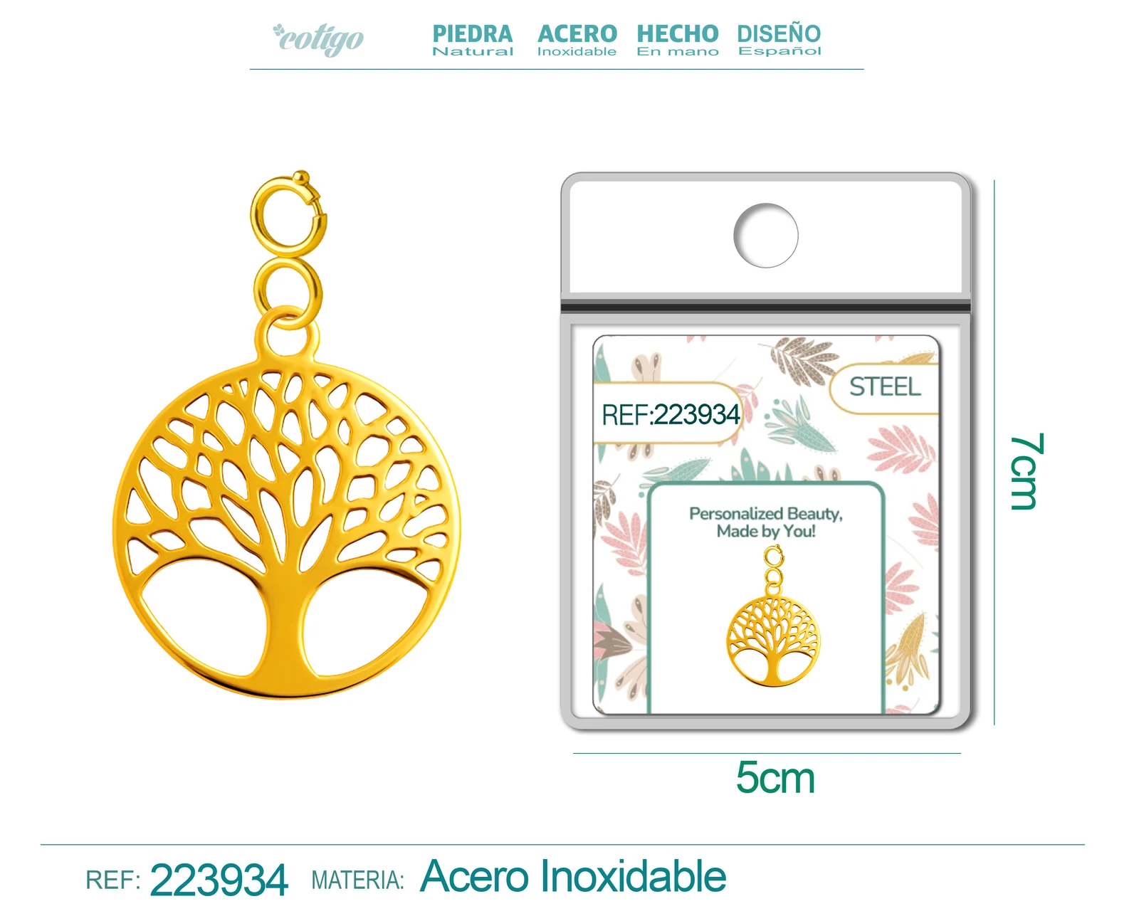 CHARM ACERO INOXIDABLE COLOR DORADO -CON CIERRE