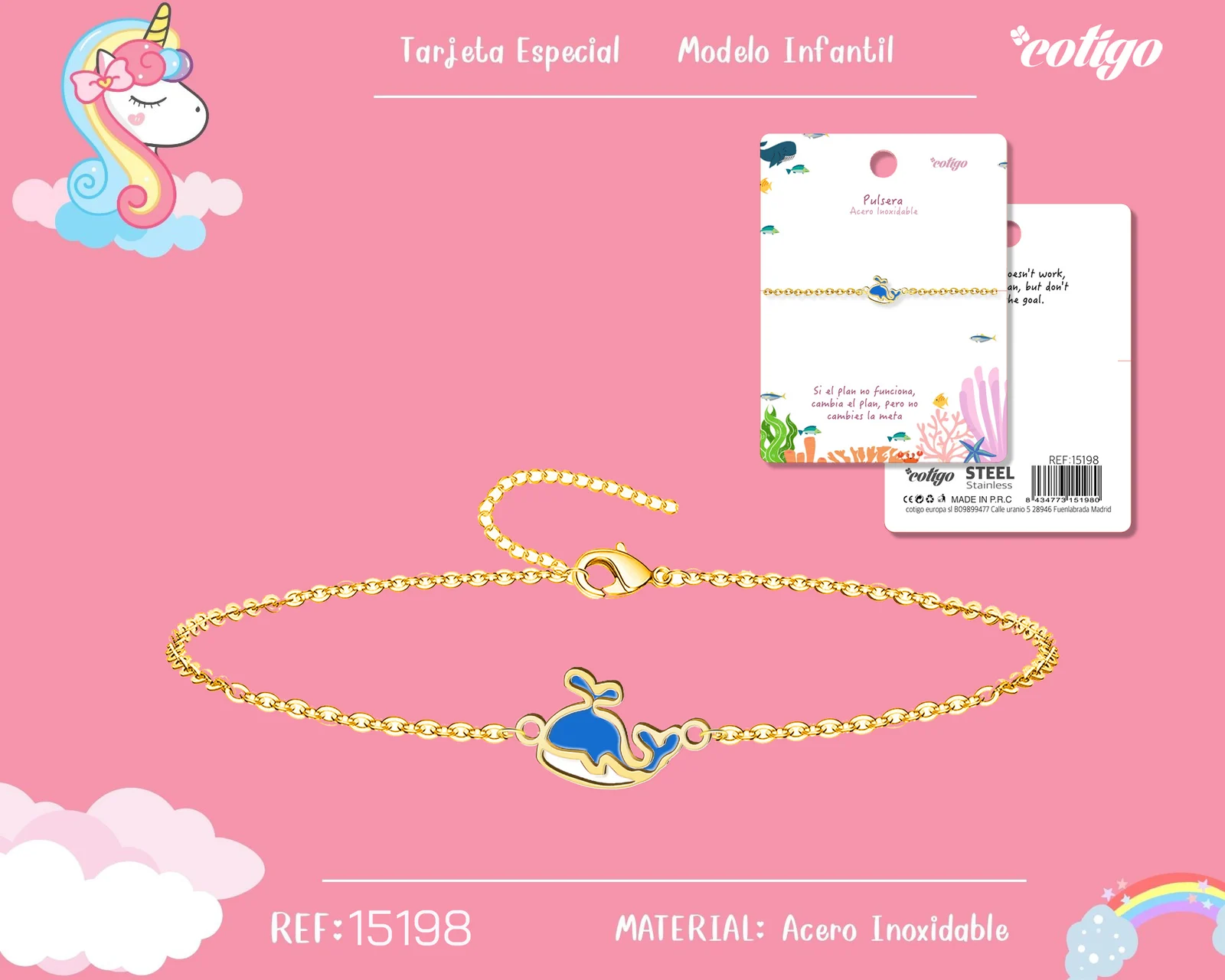 PULSERA DE NIÑA ACERO COLOR DORADO