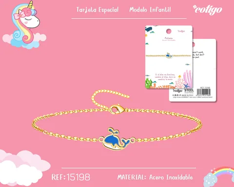 PULSERA DE NIÑA ACERO COLOR DORADO