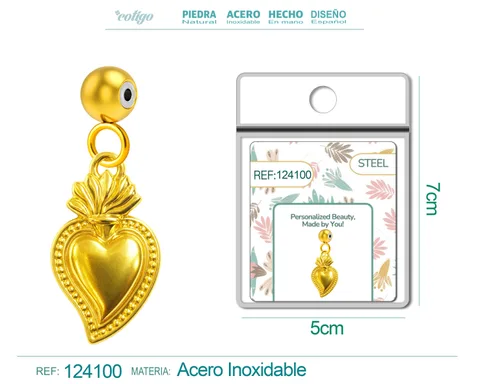 CHARM ACERO DORADO CHAPADO ORO 14 K-CON BOLA DE GOMA