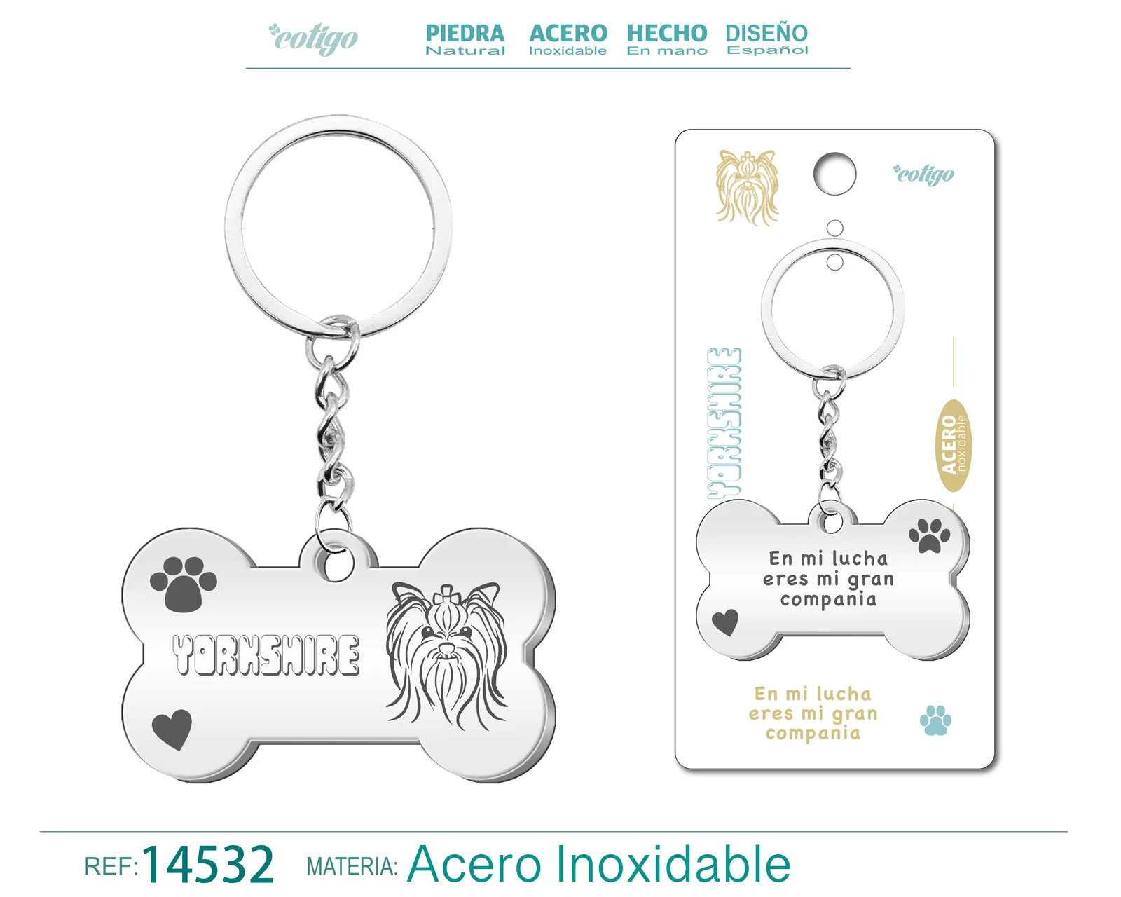LLAVERO ACERO DE PERRO YORKSHIRE