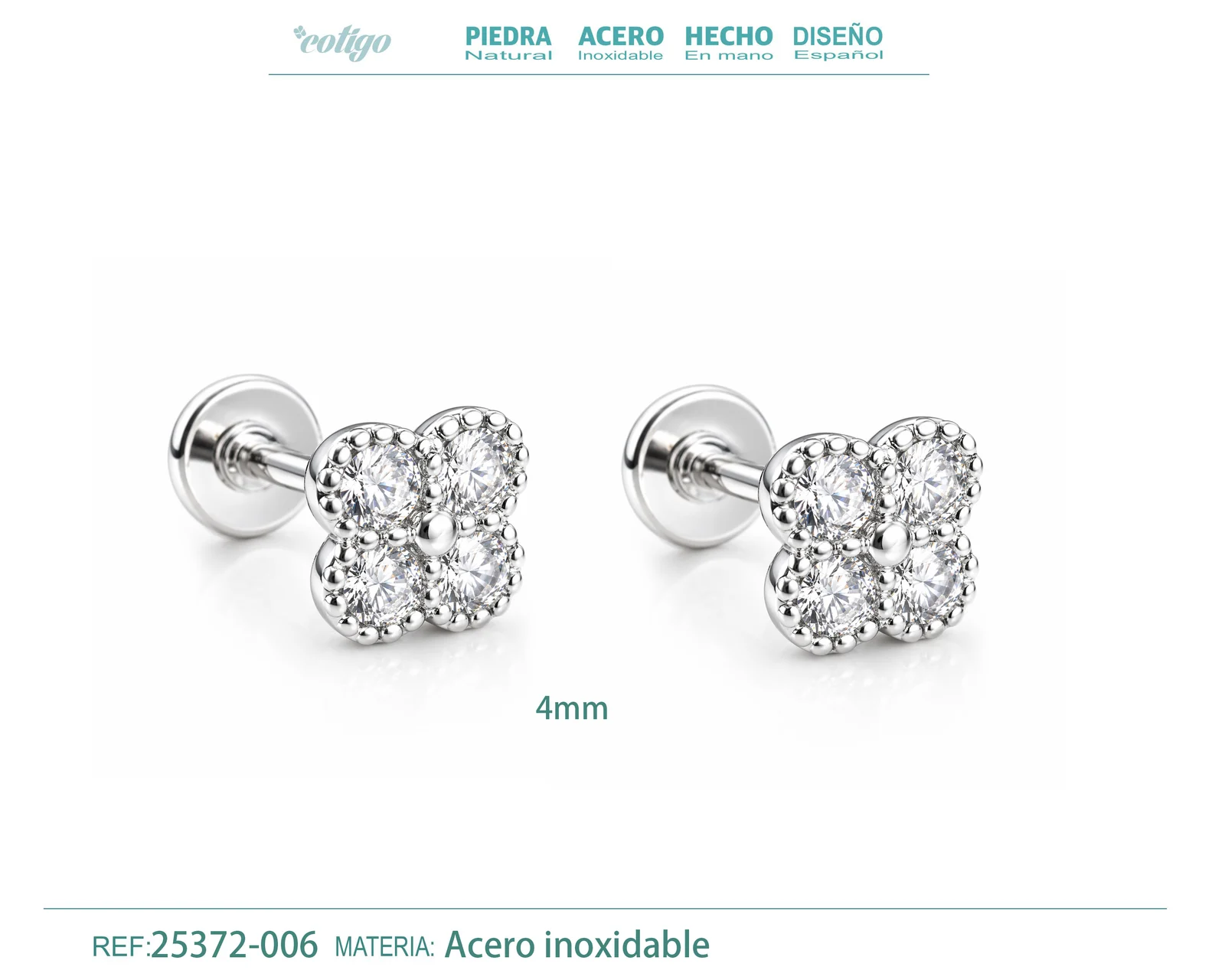 Pendiente-Piercing Bañado Oro 18K y con Circonita