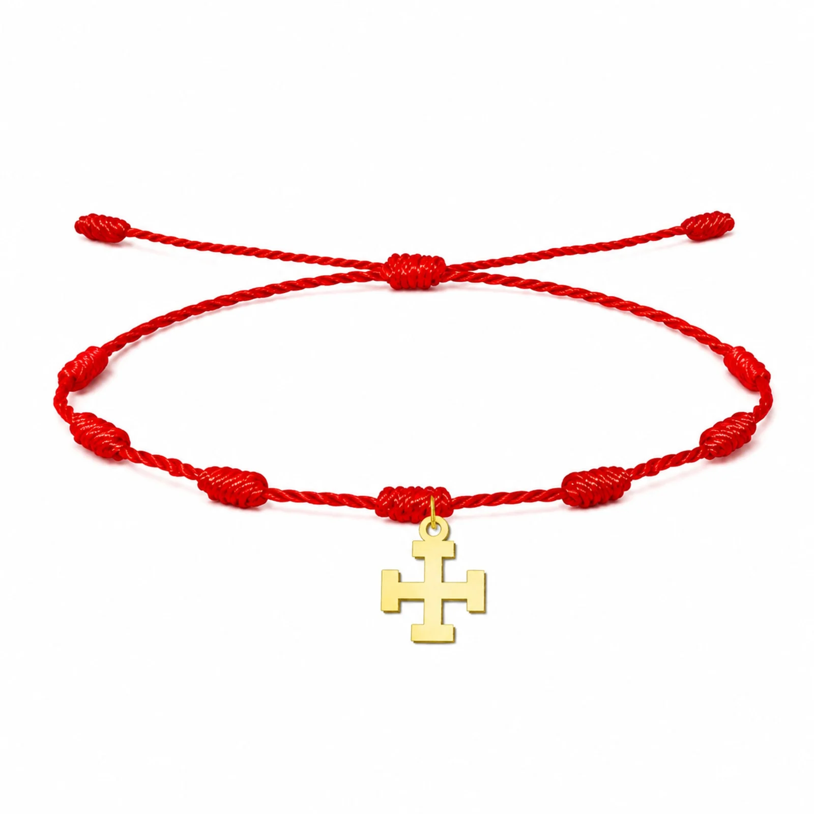 PULSERA 7 NUDOS CON CRUZ POTENZADA COLOR DORADO