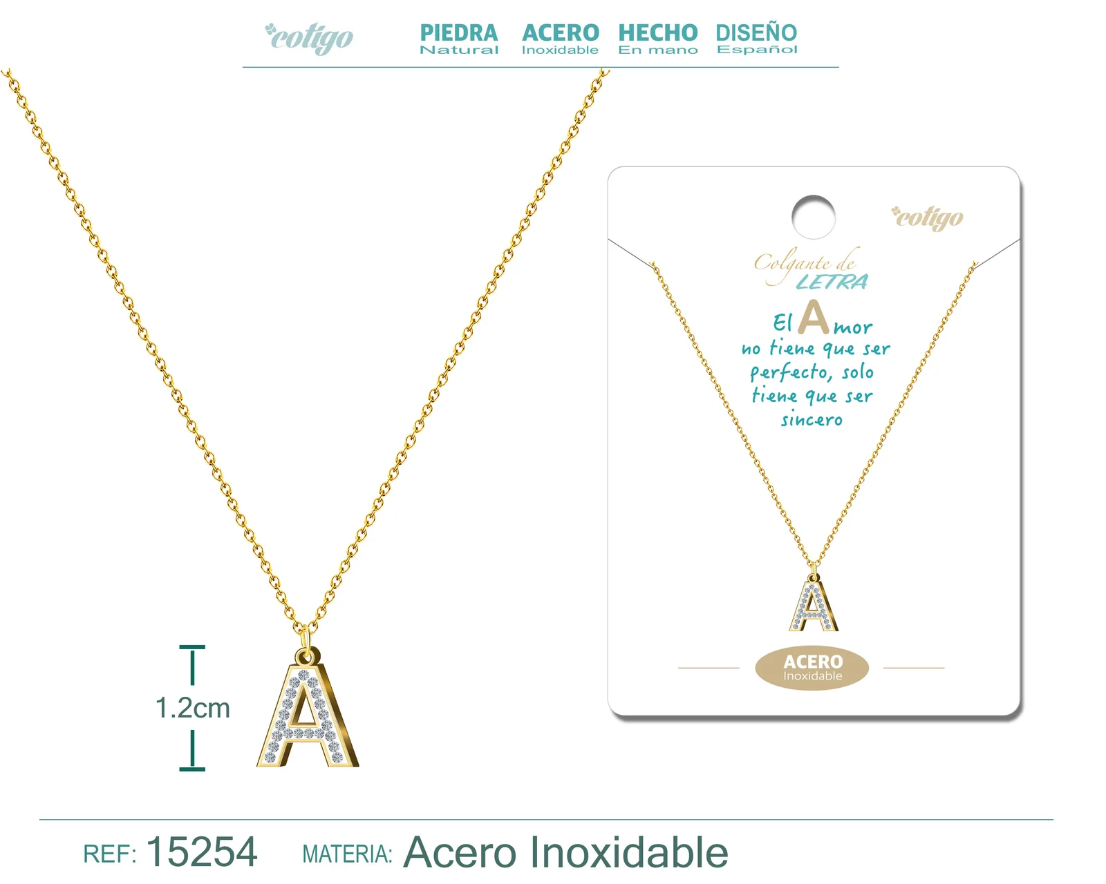 COLLAR LETRA A COLOR DORADO