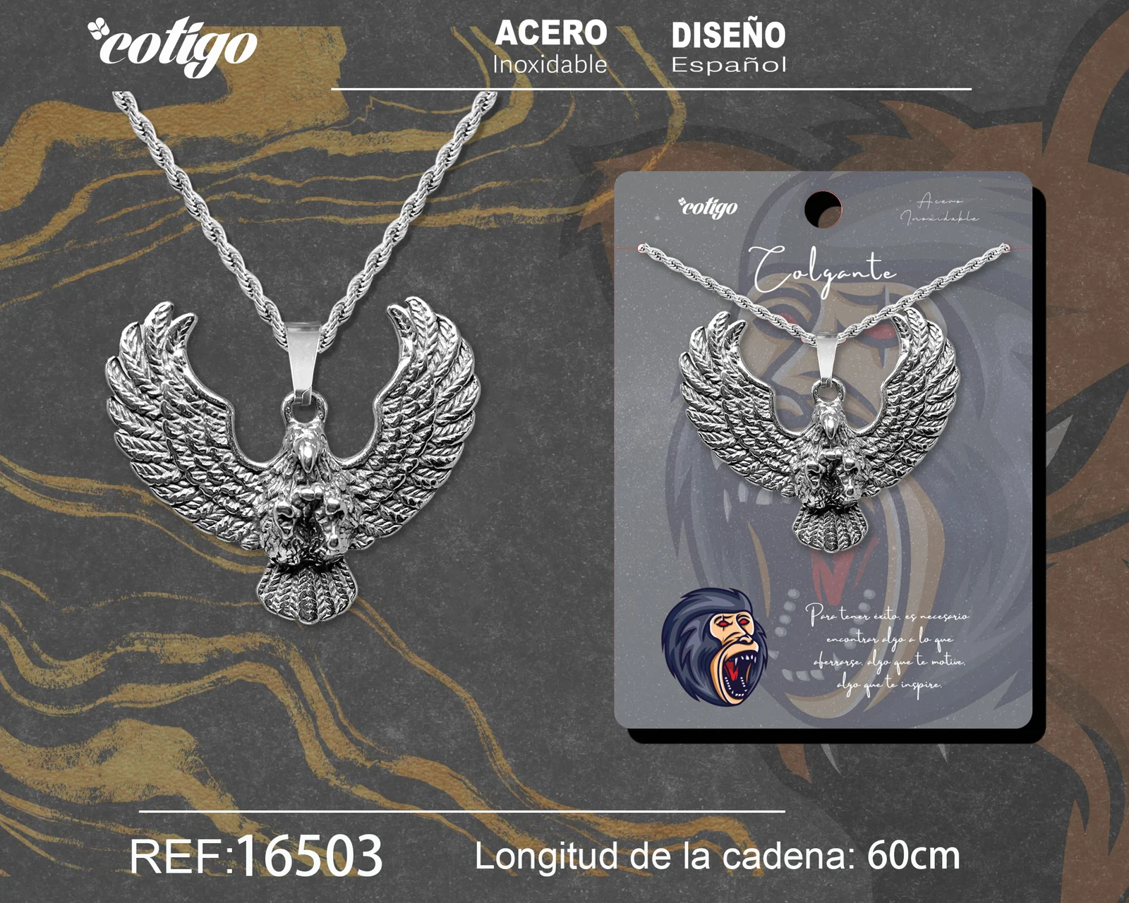 COLGANE HOMBRE ACERO COLOR PLATEADO