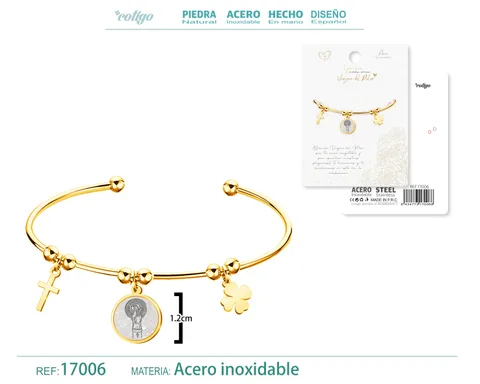 BRAZALETE VIRGEN DE PILAR ACERO DORADO