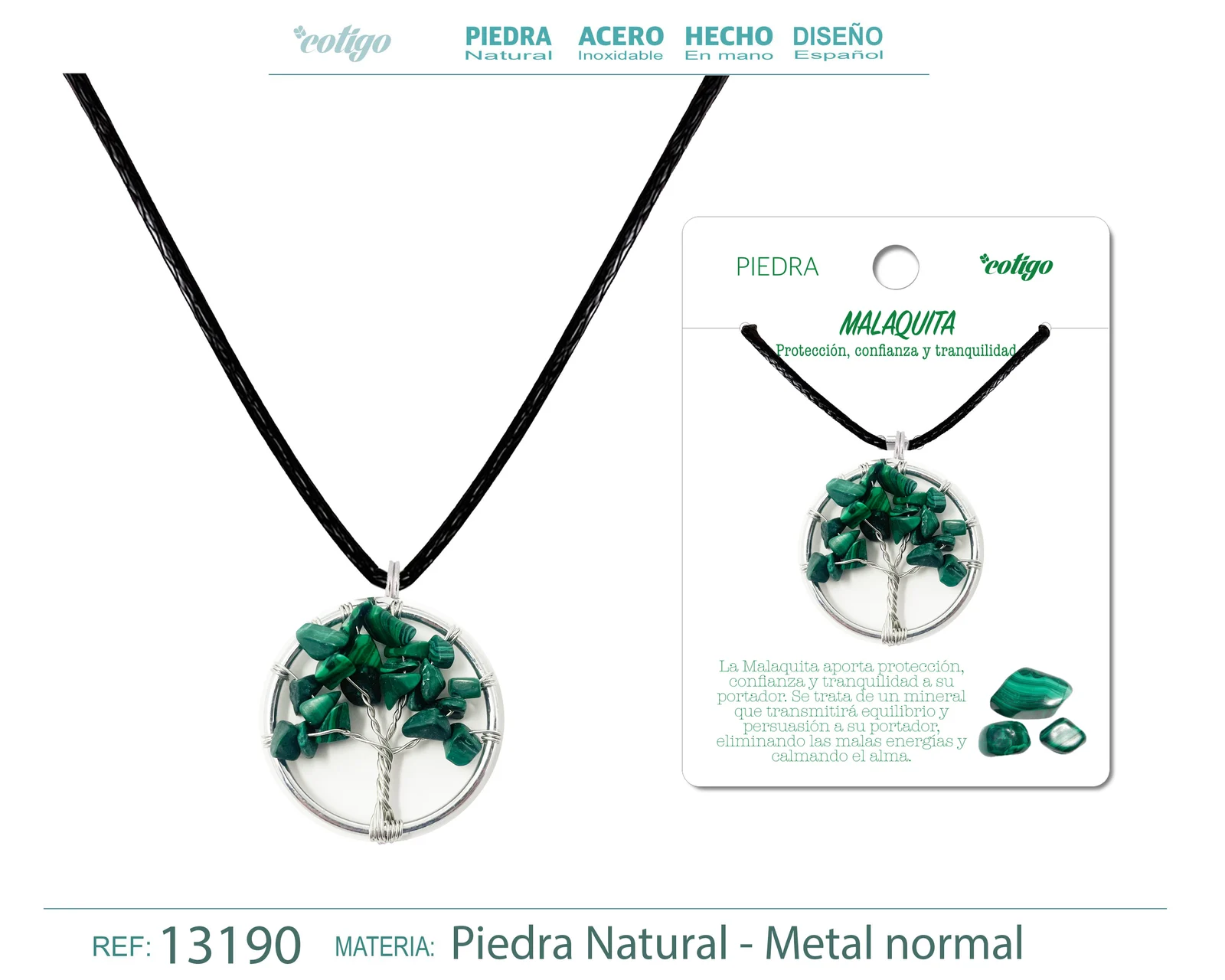 COLGANTE ÁRBOL DE VIDA DE PIEDRA MALAQUITA