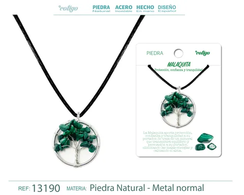 COLGANTE ÁRBOL DE VIDA DE PIEDRA MALAQUITA