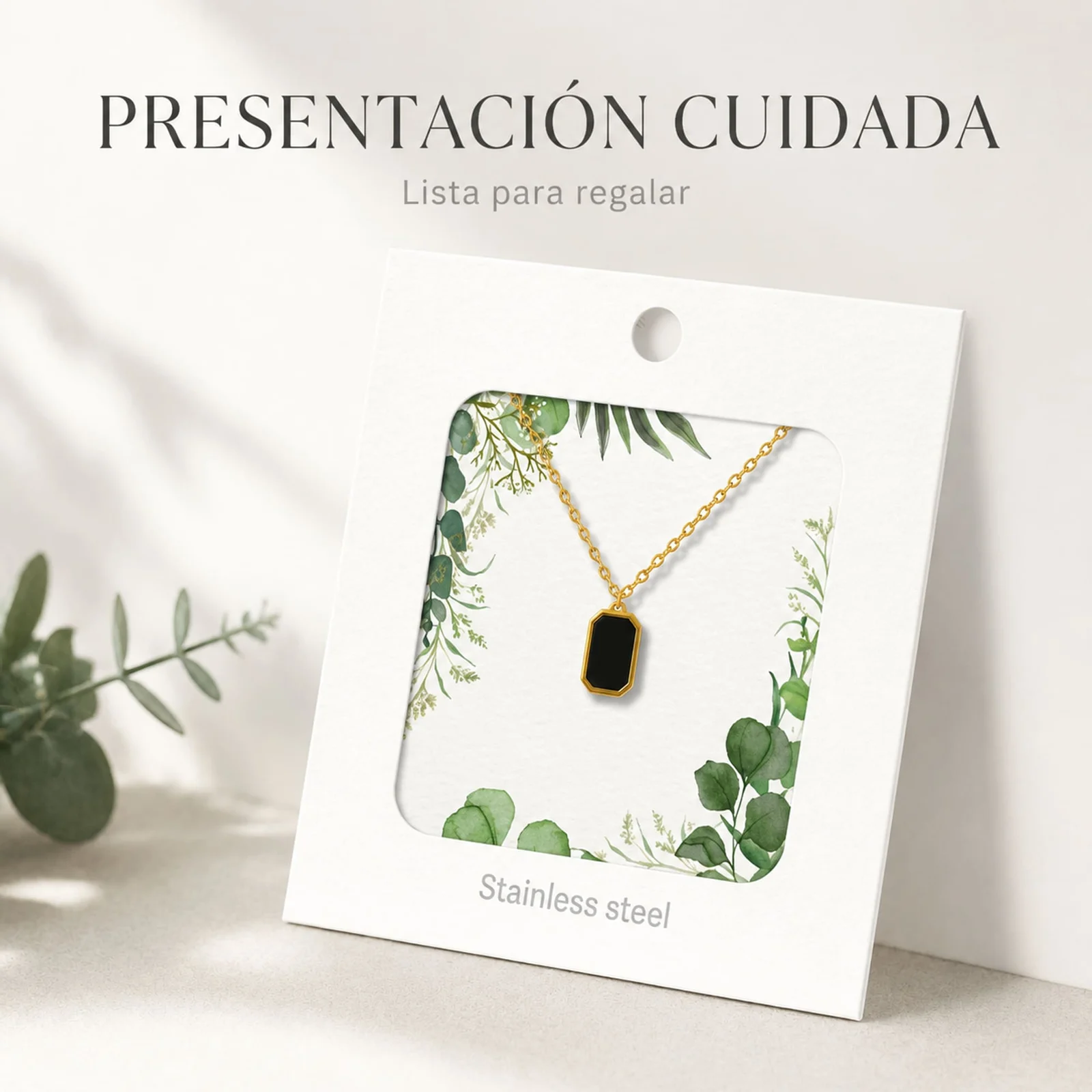 COLLAR ACERO INOXIDABLE CON SOBRE