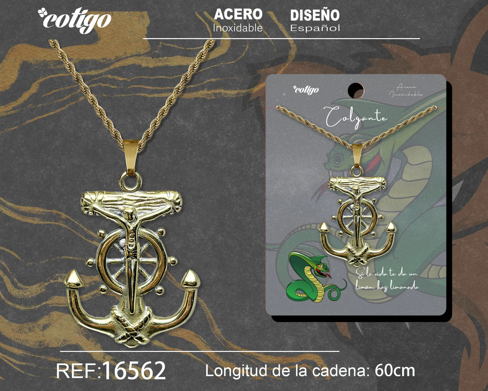 COLGANE HOMBRE ACERO COLOR DORADO